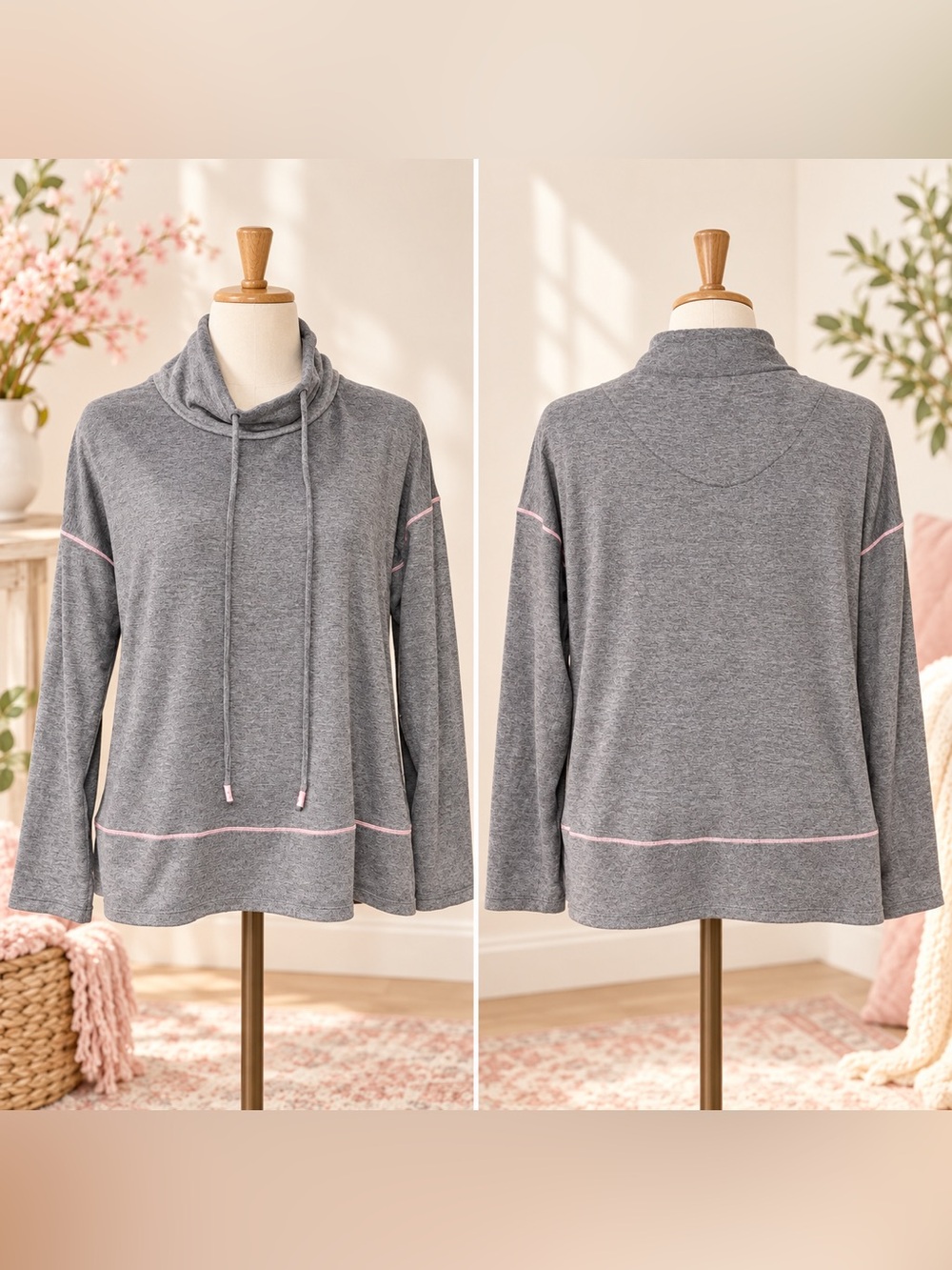 NWOT Company by Ellen Tracy Gray Cowl Neck Pullover | Size M